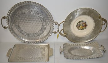 (4) VINTAGE ALUMINUM TRAYS