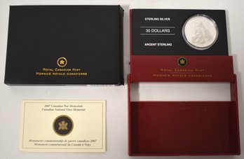 ROYAL CANADIAN MINT 2007 STERLING PROOF THIRTY DOLLAR COIN