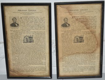 (2) FRAMED ABRAHAM LINCOLN ADDERESSES