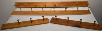 LOT (4) WOODEN PEG RACKS