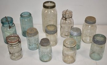 LOT (12) VINTAGE GLASS CANNING JARS