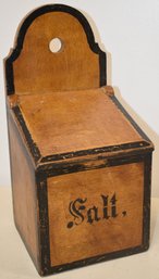 19TH CENT PAINTED PINE HANGING SALT BOX