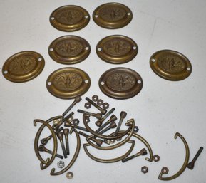 SET (8) VINTAGE OVAL BRASS DRAWER PULLS