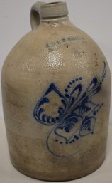 DECORATED E & L.P. NORTON STONEWARE JUG