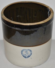 3 GAL TWO TONE STONEWARE CROCK