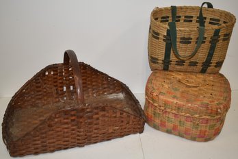 (3) PRIMATIVE BASKETS