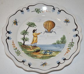 FRENCH FAIENCE PLATE W/ HOT AIR BALLOON