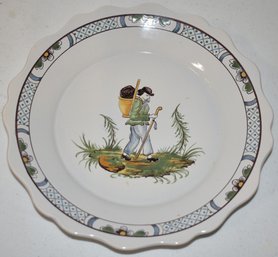 FRENCH FAIENCE PLATE W/ PEASANT MAN