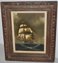 OIL ON CANVAS PAINTING OF SAILING SHIP