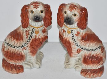 PR. 9 1/2' STAFFORDSHIRE SPANIEL FIGURES