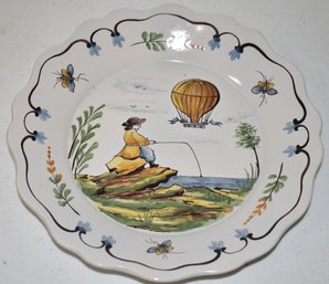 FRENCH FAIENCE PLATE W/ HOT AIR BALLOON