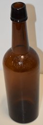 11 1/4' AMBER CYLINDRICAL PATENT WHISKEY BOTTLE