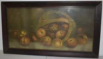 VINTAGE COLORED LITHO OF FRUIT IN A BASKET