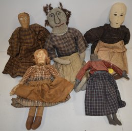 (5) PRIMATIVE CLOTH DOLLS