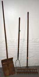 LOT (3) ANTIQUE FARM TOOLS