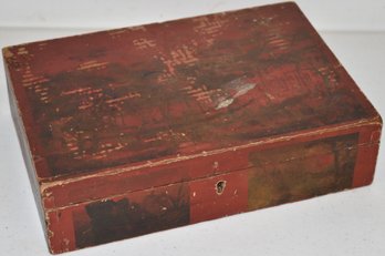 VINTAGE PAINTED FLAT-TOP BOX