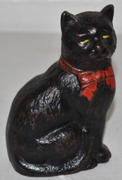 CAST IRON SEATED CAT STILL BANK