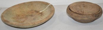 (2) TURNED WOODEN BOWLS