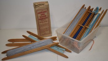 (9) WOODEN YARN SHUTTLES