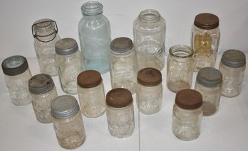 LOT VINTAGE GLASS CANNING JARS