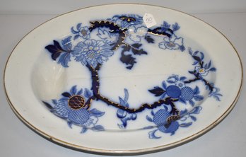 VICTORIAN FLOW BLUE WELL & TREE PLATTER