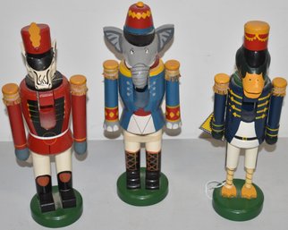 (3) PAINTED WOODEN FIGURAL NUTCRACKERS