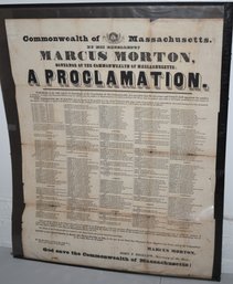 19TH CENT COMMONWEALTH OF MASS PROCLAMATION