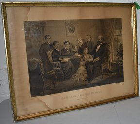 STEEL ENGRAVING OF JAMES GARFIELD & HIS FAMILY