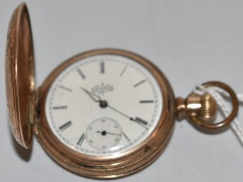 ELGIN GOLD PLATED POCKET WATCH W/ CHASED CASE