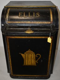 LARGE PAINTED TIN COFFEE BIN