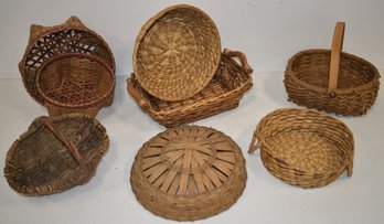 LOT (7) SM. WOVEN SPLINT & REED BASKETS