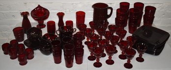 LARGE LOT VINTAGE RUBY GLASS