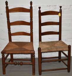 PR. EARLY LADDERBACK SIDE CHAIRS W/ RUSH SEATS