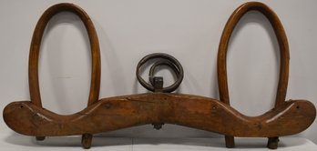 LARGE WOODEN & IRON OX YOKE IN NATURAL FINISH