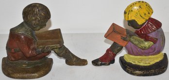 VINTAGE PAINTED CAST IRON BOOKENDS