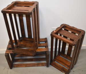 (3) VINTAGE WOODEN SLATTED CRATES