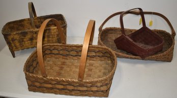 LOT (4) WOVEN SPLINT BASKETS