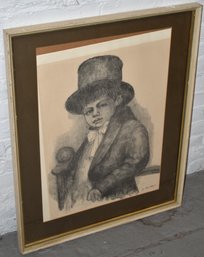 VINTAGE LITHO OF YOUNG MAN IN TOP HAT