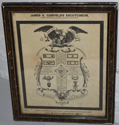 FRAMED JAMES A GARFIELD'S ESCUTCHEON