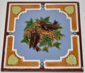 MINTON MAJOLICA TILE W/ BIRDS