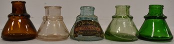 (5) GLASS CONE INK BOTTLES