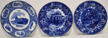 (3) BLUE & WHITE SOUV PLATES