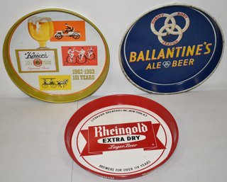 (3) VINTAGE TIN BEER TRAYS