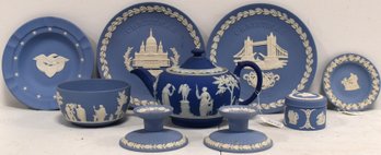 9 PC. WEDGEWOOD BLUE JASPERWARE