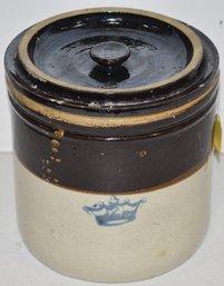 2 GAL TWO TONE STONEWARE CROCK W/ LID