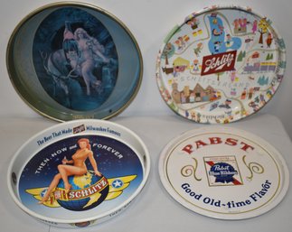 LOT (4) VINTAGE TIN BEER TRAYS