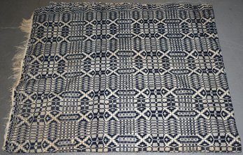 BLUE & WHITE HOMESPUN COVERLET