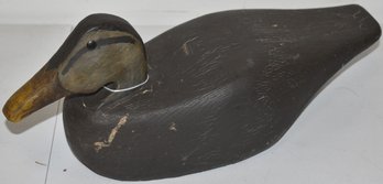 CARVED & PAINTED BLACK DUCK DECOY