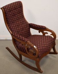 UPHOSLTERED MAHOGANY LINCOLN ROCKER