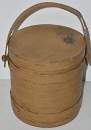 PAINTED WOODEN FINGER BANDED FIRKIN